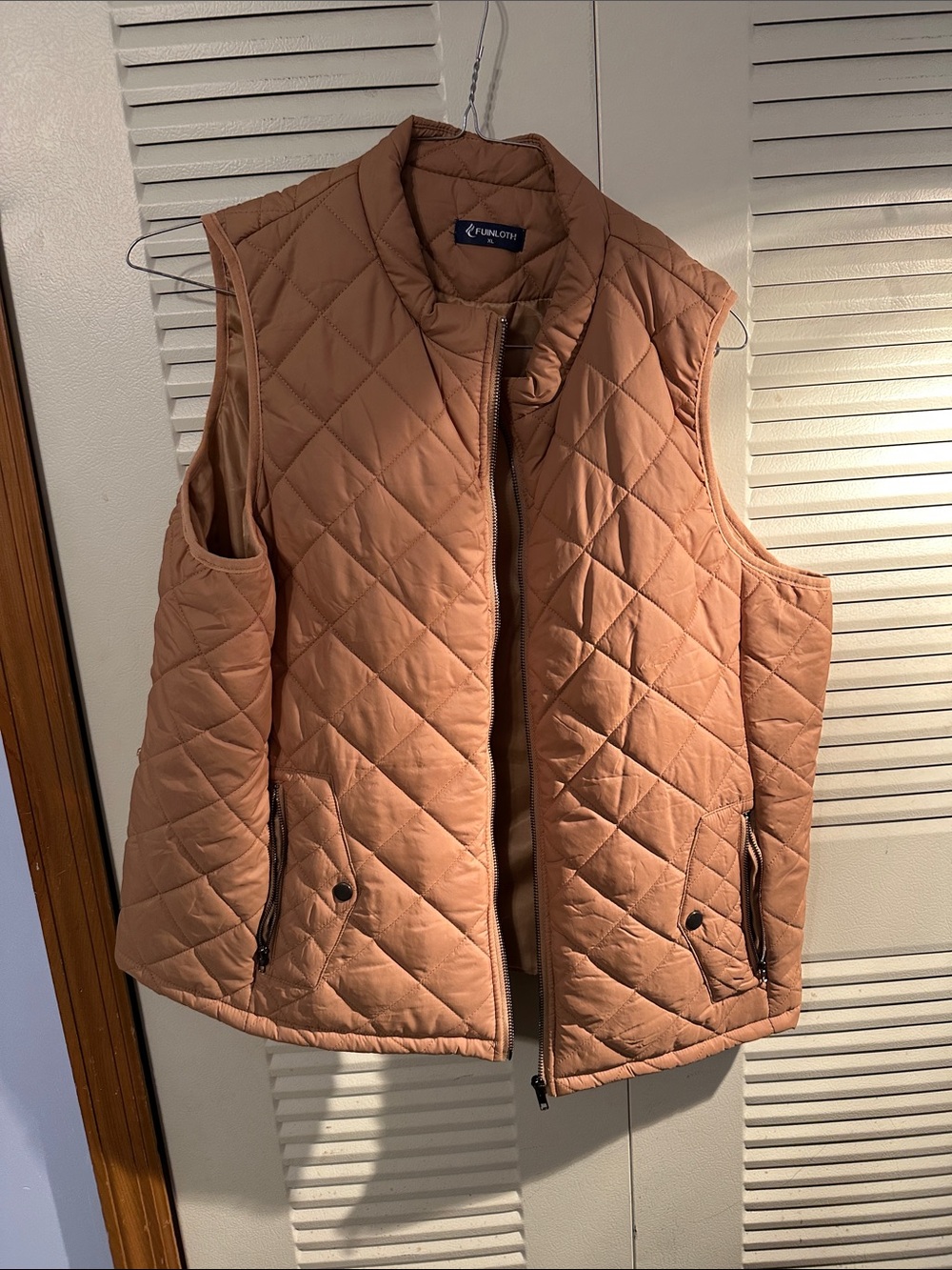 Quilted Sleeveless Vest in Terracotta